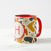 Monogramm Anfangsbuchstabe Retro-Geschenk Tasse (VorderseiteRechts)