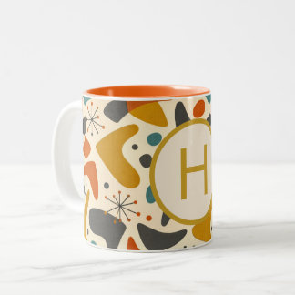 Monogramm Anfangsbuchstabe Retro-Geschenk Zweifarbige Tasse