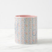 Monogramm Anfangsbuchstabe Rosa Blau Gestreifte Bl Tasse (Zentrum)