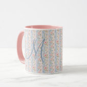 Monogramm Anfangsbuchstabe Rosa Blau Gestreifte Bl Tasse (Vorderseite Links)
