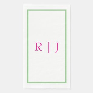 Monogramm Anfangsbuchstabe Rosa und Grün Salbei Gr Serviette