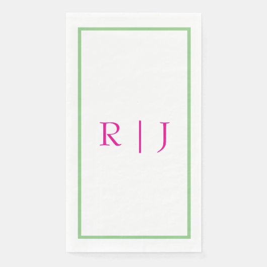 Monogramm Anfangsbuchstabe Rosa und Grün Salbei Gr Serviette (Vorderseite)