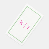 Monogramm Anfangsbuchstabe Rosa und Grün Salbei Gr Serviette (Ecke)