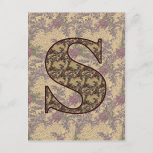 Monogramm Anfangsbuchstabe S Elegant Vintage Blume Postkarte