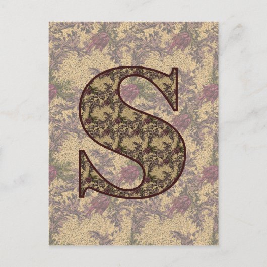 Monogramm Anfangsbuchstabe S Elegant Vintage Blume Postkarte (Vorderseite)