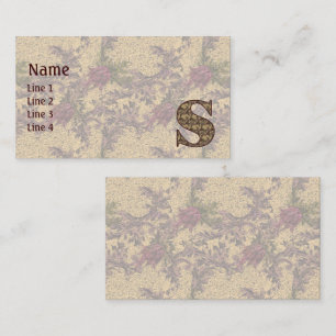 Monogramm Anfangsbuchstabe S Elegant Vintage flora Visitenkarte