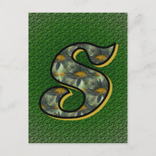 Monogramm Anfangsbuchstabe S Gänseblümchen Florale Postkarte