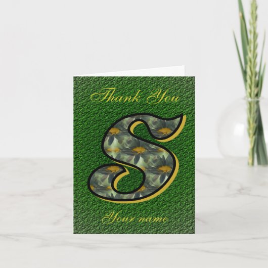 Monogramm Anfangsbuchstabe S Gänseblümchen Kunst P Dankeskarte (Vorderseite)