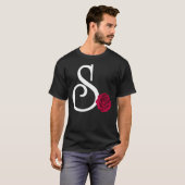 Monogramm Anfangsbuchstabe S mit Rote Rose auf Sch T-Shirt (Vorne ganz)
