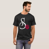 Monogramm Anfangsbuchstabe S mit Rote Rose auf Sch T-Shirt (Vorne ganz)
