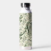 Monogramm Anfangsbuchstabe Sage Grün Botanische Bl Trinkflasche (Links)