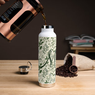 Monogramm Anfangsbuchstabe Sage Grün Botanische Bl Trinkflasche