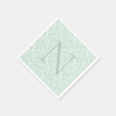 Monogramm Anfangsbuchstabe Sagegrün Damast Serviette (Ecke)