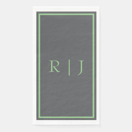 Monogramm Anfangsbuchstabe Salbei Grün Grau Kühl H Serviette (Vorderseite)