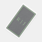 Monogramm Anfangsbuchstabe Salbei Grün Grau Kühl H Serviette (Ecke)