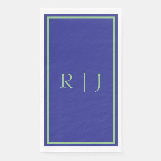 Monogramm Anfangsbuchstabe Salbeigrün Navyblau Coo Serviette (Vorderseite)