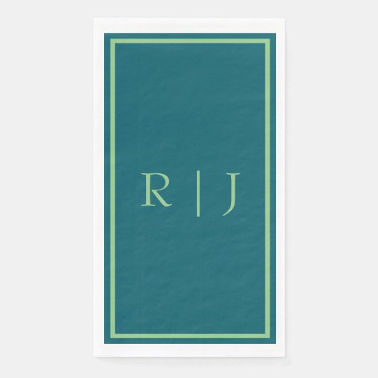 Monogramm Anfangsbuchstabe Salbeigrün Smaragdgrün Serviette (Vorderseite)