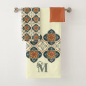 Monogramm Anfangsbuchstabe Spanische Fliesen Blume Badhandtuch Set (Insitu)