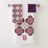 Monogramm Anfangsbuchstabe Spanische Fliesen Blume Badhandtuch Set (Insitu)