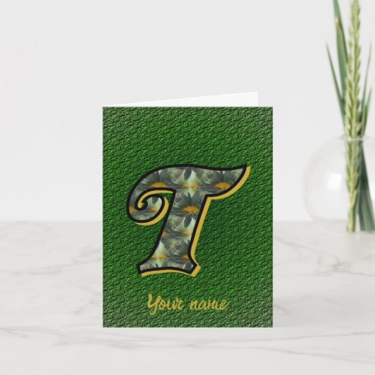 Monogramm Anfangsbuchstabe T Gänseblümchen Florale (Vorderseite)