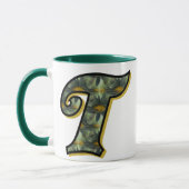 Monogramm Anfangsbuchstabe T Gänseblümchen Florale Tasse (Links)