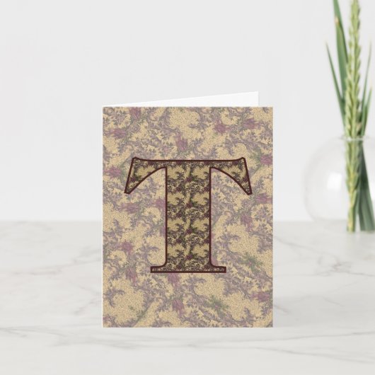 Monogramm Anfangsbuchstabe T Vintage-Blumenmuster  (Vorderseite)