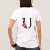 Monogramm Anfangsbuchstabe U in Schwarz mit rosa R T-Shirt (Rückseite)