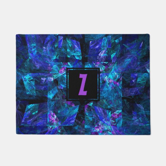 Monogramm Anfangsbuchstabe über Leuchtblau Fußmatte (Vorderseite)