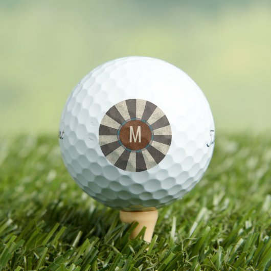 Monogramm Anfangsbuchstabe Vintage Retro Sonnenstr Golfball (Insitu T-Shirt)
