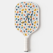 Monogramm Anfangsbuchstabe Whimsical Katzen Kätzch Pickleball Schläger (Rückseite)