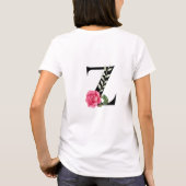 Monogramm Anfangsbuchstabe Z in Schwarz mit rosa R T-Shirt (Rückseite)