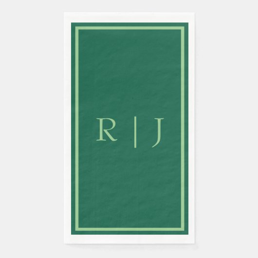 Monogramm Anfangsbuchstaben Dunkelgrün Salbei Cool Serviette (Vorderseite)