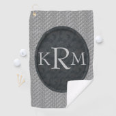 Monogramm Anfangsbuchstaben Elegantes schwarzes Bl Golfhandtuch (Insitu)
