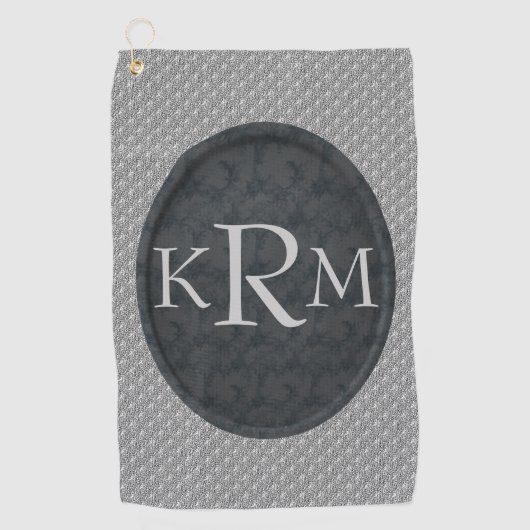 Monogramm Anfangsbuchstaben Elegantes schwarzes Bl Golfhandtuch (Vorderseite)