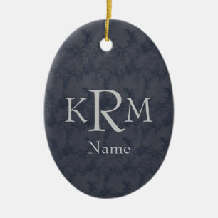 Monogramm Anfangsbuchstaben Elegantes schwarzes fl Keramik Ornament