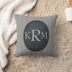 Monogramm Anfangsbuchstaben Elegantes schwarzes fl Kissen