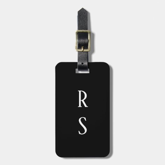 Monogramm Anfangsbuchstaben Geschenk Schwarz Weiß Gepäckanhänger (Vorderseite vertikal)