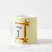 Monogramm Anfangsbuchstaben Gold-Star-Nachname Kaffeetasse (Vorderseite Links)