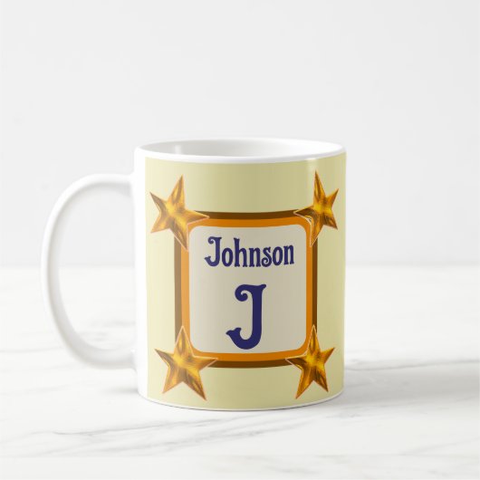 Monogramm Anfangsbuchstaben Gold-Star-Nachname Kaffeetasse (Links)