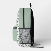 Monogramm Anfangsbuchstaben Grün Blätter Botanisch Bedruckter Rucksack (Rechts)