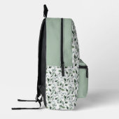 Monogramm Anfangsbuchstaben Grün Blätter Botanisch Bedruckter Rucksack (Links)
