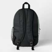 Monogramm Anfangsbuchstaben Grün Blätter Botanisch Bedruckter Rucksack (Rückseite)