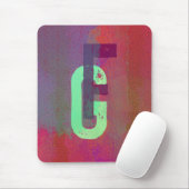 Monogramm Anfangsbuchstaben Grunge Funky Lila Grün Mousepad (Mit Mouse)