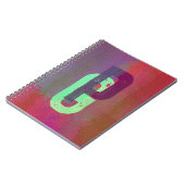 Monogramm Anfangsbuchstaben Grunge Funky Lila Grün Notizblock (Linke Seite)