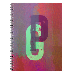 Monogramm Anfangsbuchstaben Grunge Funky Lila Grün Notizblock