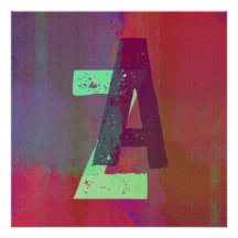 Monogramm Anfangsbuchstaben Grunge Funky Lila Grün