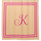 Monogramm Anfangsbuchstaben Hot Pink Orange Benutz Duschvorhang (Vorderseite)