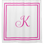 Monogramm Anfangsbuchstaben Hot Pink Weiß Benutzer Duschvorhang (Vorderseite)