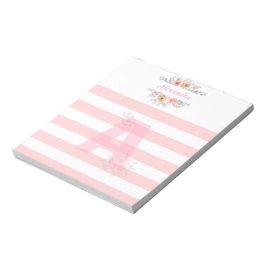 Monogramm Anfangsbuchstaben Hübsch rosa Buchstaben Notizblock (Rotiert)