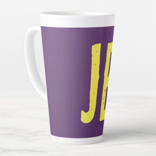 Monogramm Anfangsbuchstaben Indigogelb Minimalisti Milchtasse (Linke Ecke)